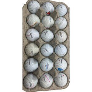 18 Titleist Golf Balls Used Stored In Egg Carton 103a